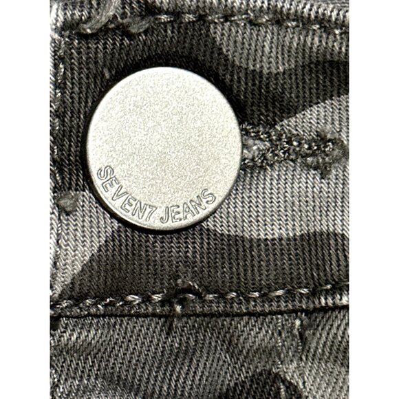Seven7 Utility Camouflage Denim Mid Rise Slim Straight Jeans in a Floral Camo 8 - Picture 8 of 15